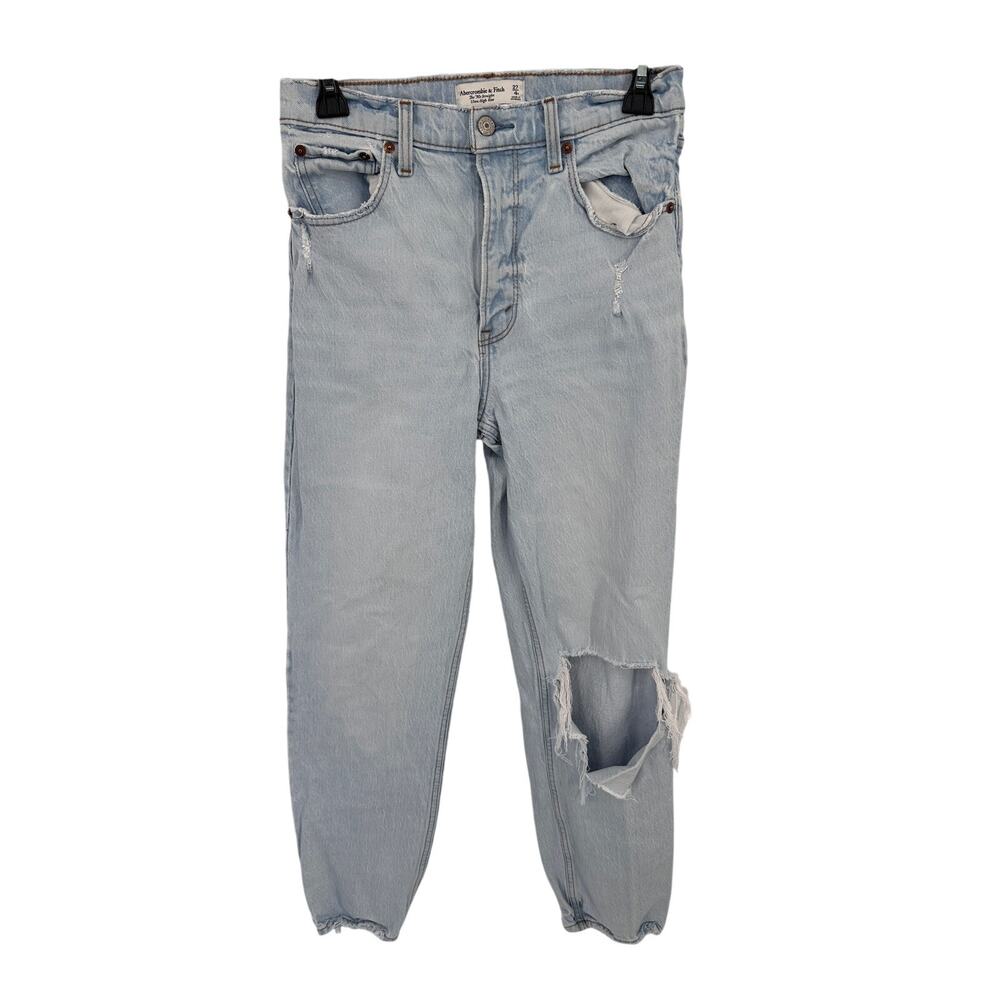 ABERCROMBIE & FITCH The 90's Straight Ultra High Rise Distressed Jean //. 4